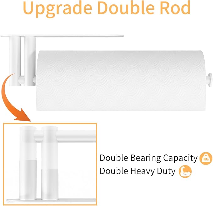 Paper Towel Holder Under Cabinet, 13Inch Self-Adhesive or Wall Paper Towel - Image 2