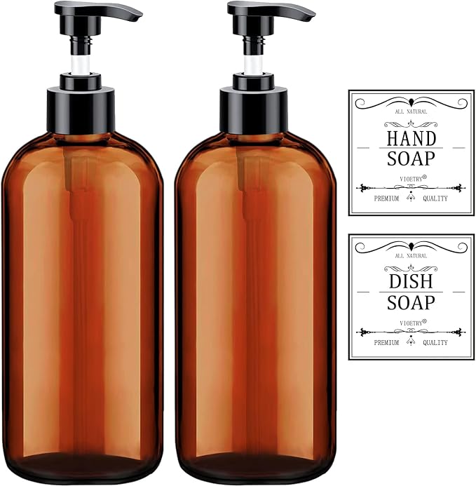 Soap Dispenser with Rust Proof Pump, Waterproof Labels Bathroom, Plastic Hand by XLENT
