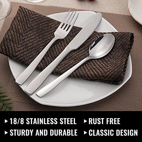 Hiware 24-Piece Silverware Set with Steak Knives, Stainless Steel