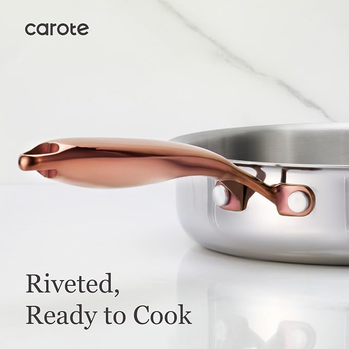 CAROTE 10" Tri-Ply Stainless Steel Frying Pan, Non-Toxic Egg Pan Omelet Pan - Image 7