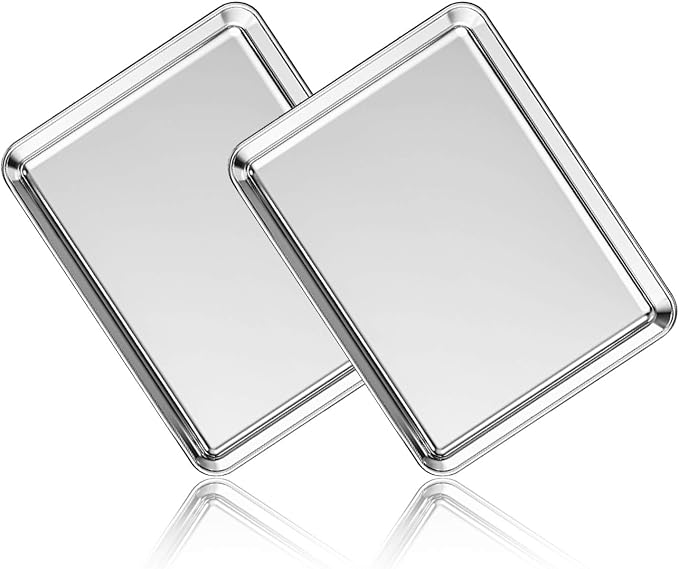 Stainless Steel Baking Sheet Set of 2, Deedro Cookie Sheet Metal Baking Pan by Deedro
