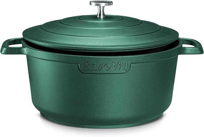 Large Dutch Oven Pot with Lid-7.5QT Cast Aluminum Oven Pot with Two Handles by INSETFY