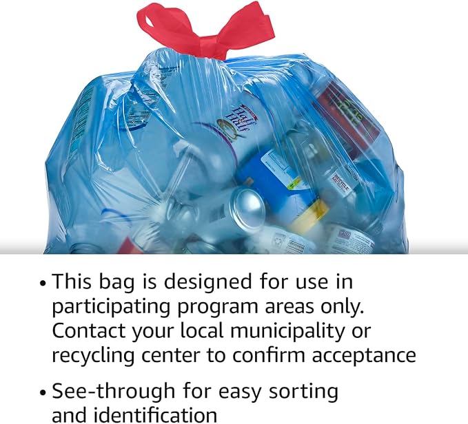 Amazon Basics Blue Recycling Drawstring Trash Bags, Tall Kitchen, 13 Gallon - Image 6