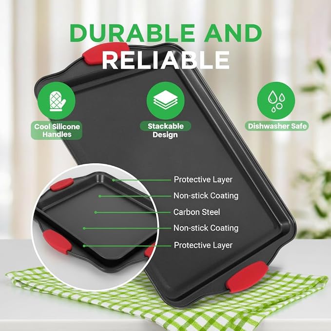 NutriChef 3-Piece Cookie Sheets - Image 3