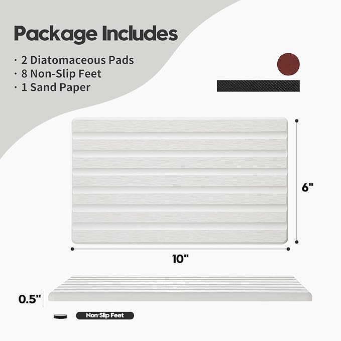 Razborci 2PCS Water Absorbing Stone Drying Tray Mat - Image 2