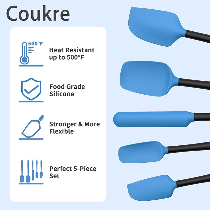 Coukre Silicone Spatula Set of 5, High Temperature Resistant, Food Grade - Image 3