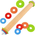 Wood Rolling Pin with Thickness Rings, Adjustable Wooden Rolling Pins by BIDFUL