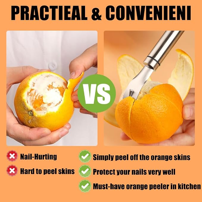 Stainless Steel Orange Peeler Easy and Quick Peeling Long Handle Orange Citrus - Image 4