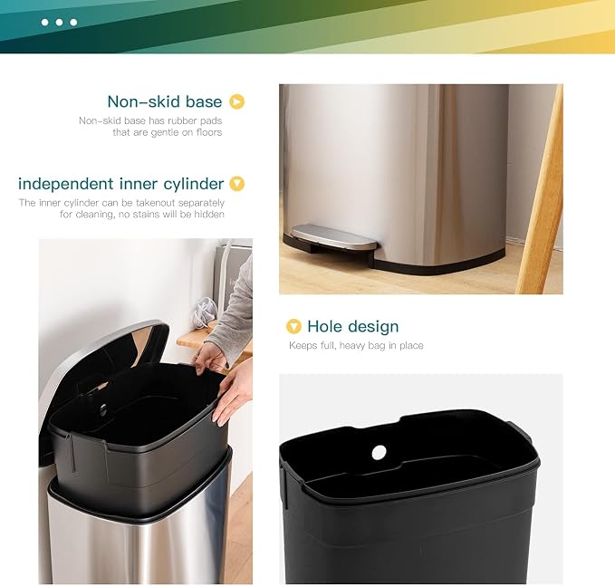 13 Gallon/50 L Garbage Can Kitchen Trash Can - Image 4