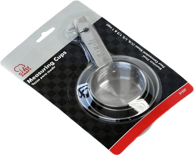 Chef Craft Select 4 Piece Measuring Cup Set, 1/2 and 1 cup, Stainless Steel - Image 2
