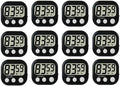 12 Pack Digital Kitchen Timer Large LCD Display Loud Alarm Strong Magnetic Stand by Rumcnjen