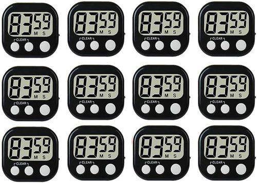 12 Pack Digital Kitchen Timer Large LCD Display Loud Alarm Strong Magnetic Stand by Rumcnjen