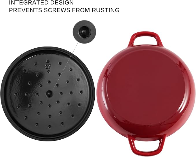 Flavehc Braiser Enameled Cast Iron Braiser 2.25 qt Braiser Pan - Image 5