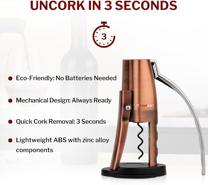 Forge Quality Compact Vertical Lever Corkscrew Wine Opener - Image 3