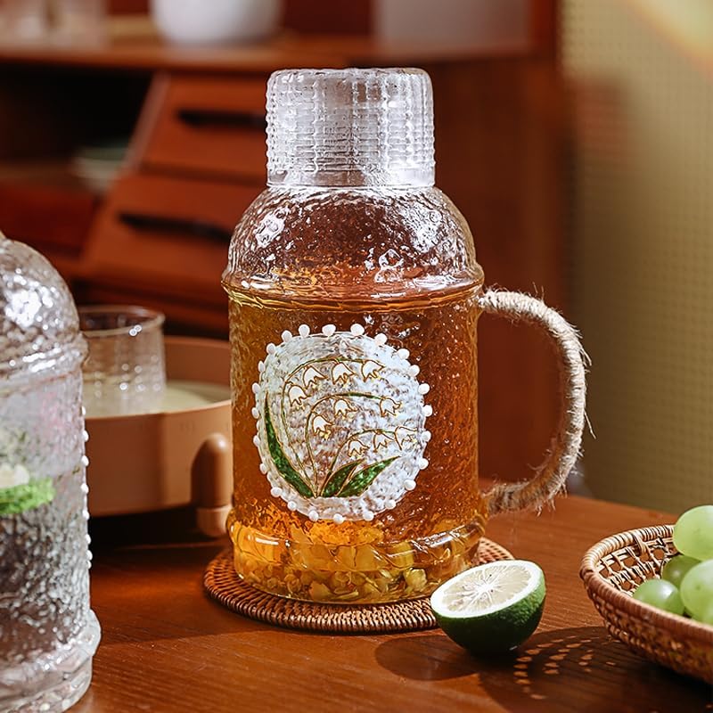 Drinking 2200ml Glass Water Pitcher Carafe with Lid