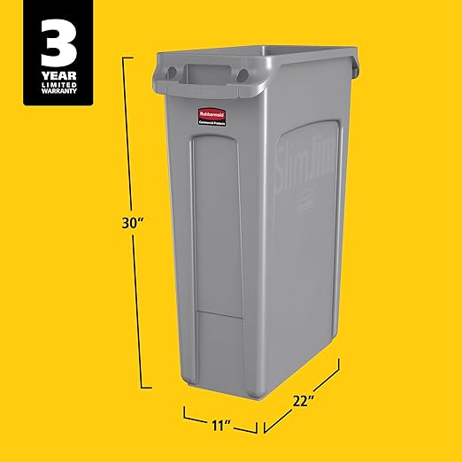 Rubbermaid Commercial Products Slim Jim Plastic Rectangular Trash/Garbage Can - Image 7