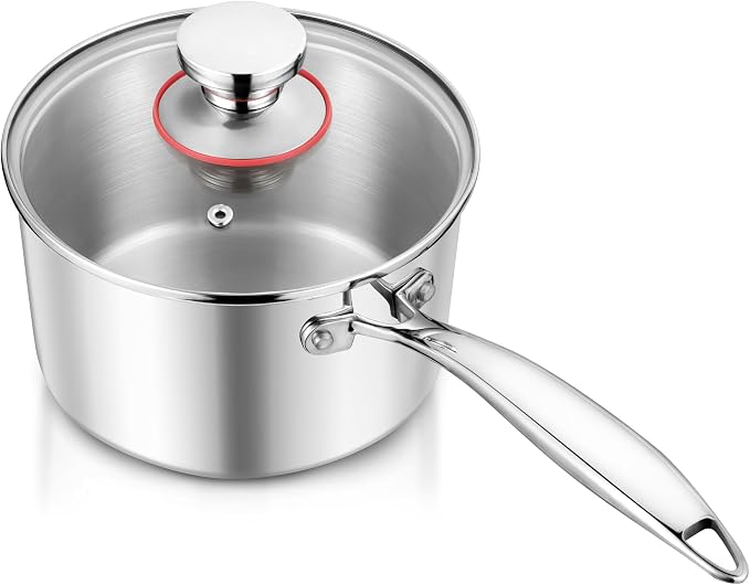 E-far 2-Quart Saucepan, Tri-Ply Stainless Steel Sauce Pan by E-far