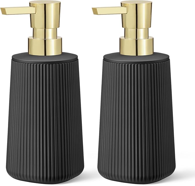 Black and Gold 2 Pack Hand Soap Dispensers Set by zuxzmj