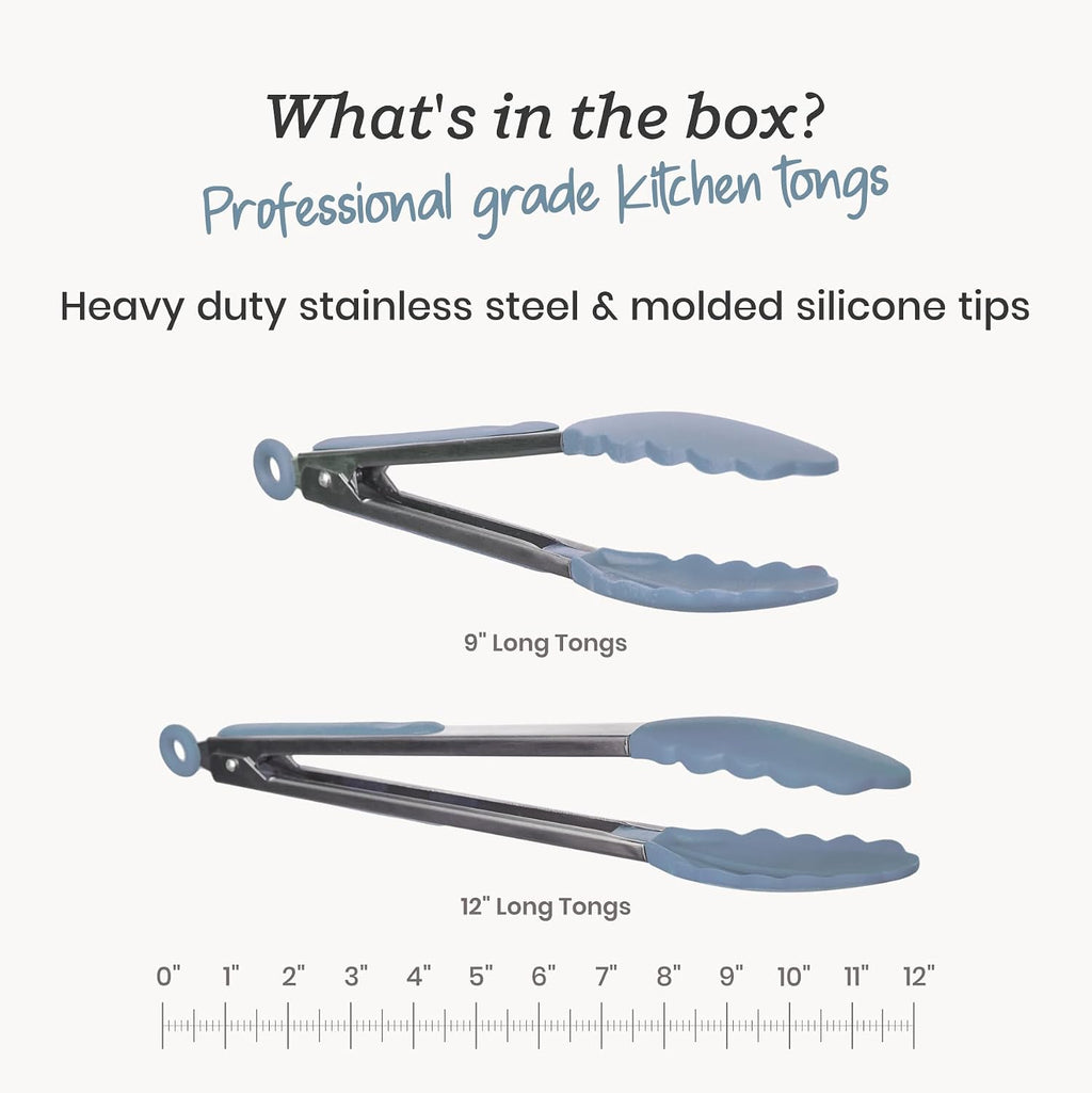 Starpack Get a Grip Silicone Kitchen Tongs (2-Pack, 9" + 12") - LFGB