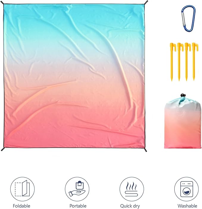WIWIGO Beach Blanket Waterproof Sandproof Beach Mat 79" X 83"/10'x9'for 2-8 - Image 2