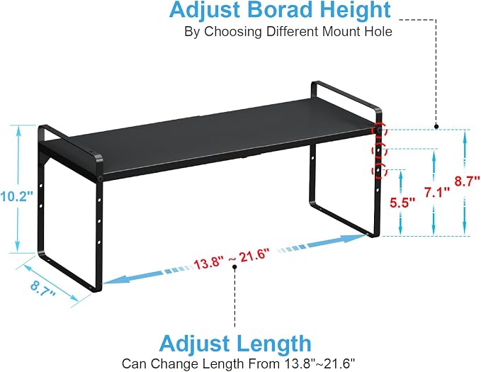 Set of 2 Expandable Cabinet Shelf Organizer, Stackable Kitchen Countertop - Image 2