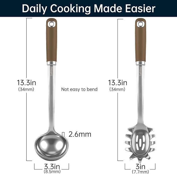 Safring Stainless Steel Soup Ladle and Spaghetti Spoon Set, Heat Resistant - Image 2