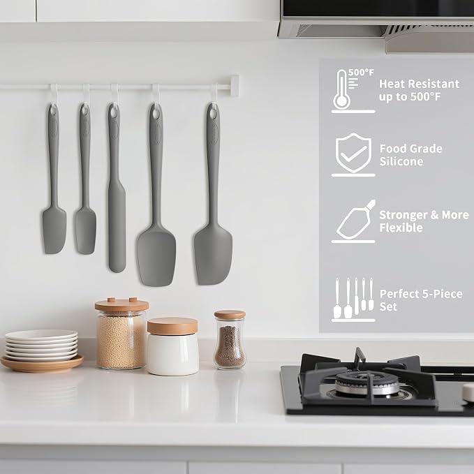 Coukre Silicone Spatula Set of 5, High Temperature Resistant, Food Grade - Image 4