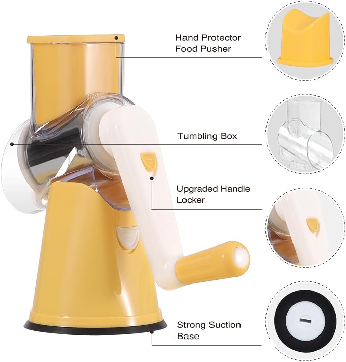 Cambom Rotary Cheese Grater Hand Crank Cheese Shredder - Image 5