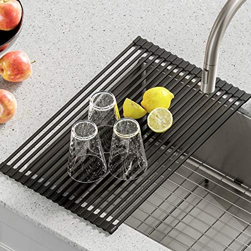 Kraus KRM-10DG Over-Sink Roll-Up Dish Drying Rack, Dark Grey