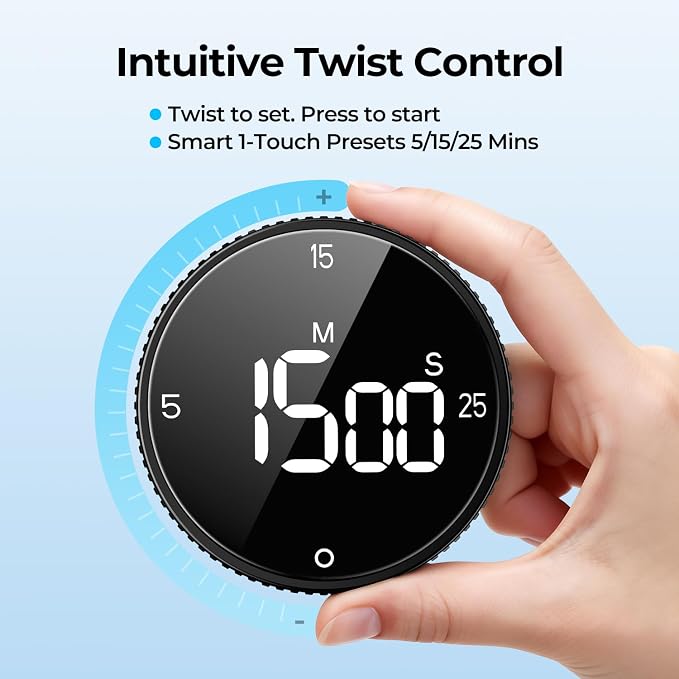 Digital Kitchen Timer, Large Display Magnetic Countdown Countup Timer, 3 Preset - Image 3
