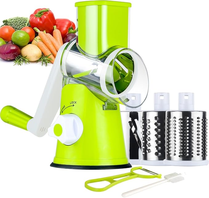 Ourokhome Rotary Cheese Grater Hand Crank, Kitchen Shredder Speed Mandolin by Ourokhome