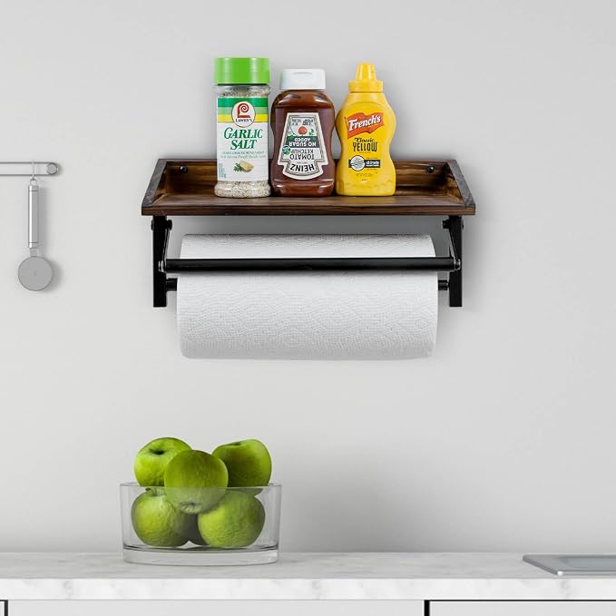 MyGift Paper Towel Holder for Kitchen, Shabby Whitewashed Wood Farmhouse Wall - Image 4