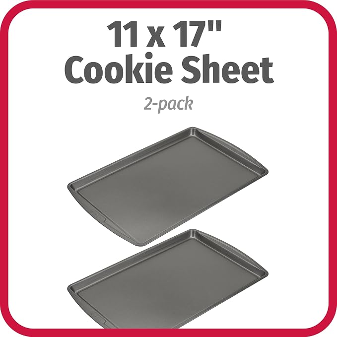 GoodCook Everday Nonstick Carbon Steel 17 x 11-Inch Baking Sheet Set, 2 Pack – - Image 2