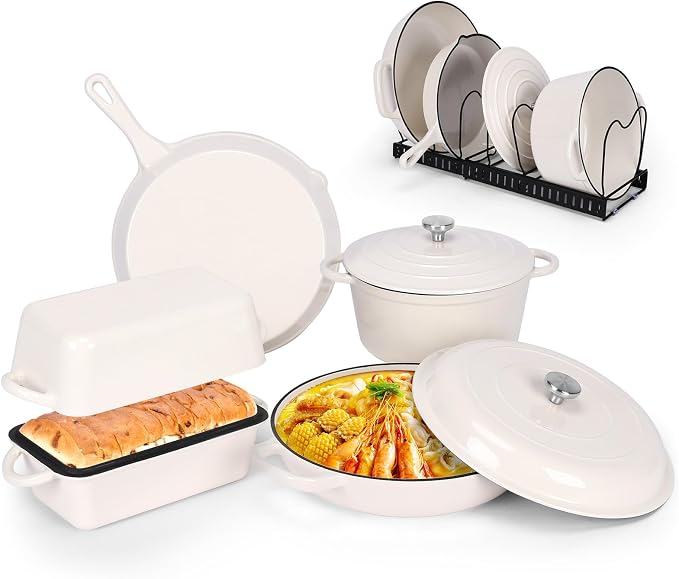 QuliMetal Enameled Cast Iron Cookware Set, 5-Piece – 2.3QT Dutch Oven, 4.7QT by QuliMetal