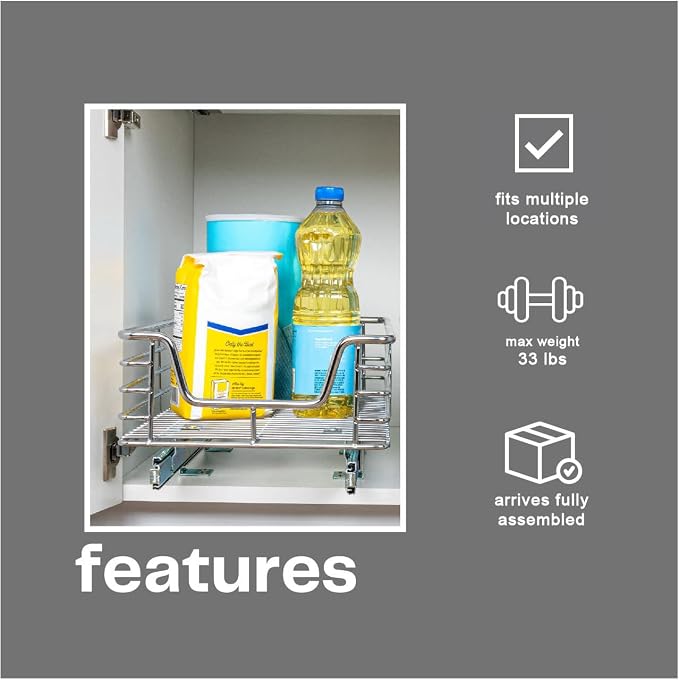 Household Essentials Glidez Chrome-Plated Steel 1-Tier Sliding Under Sink - Image 6