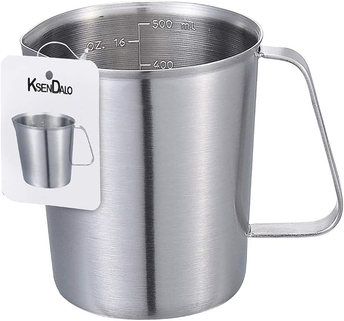KSENDALO SUS304 Stainless Steel Measuring Cup Pitcher, 16oz/2Cup/500mL Metal by KSENDALO