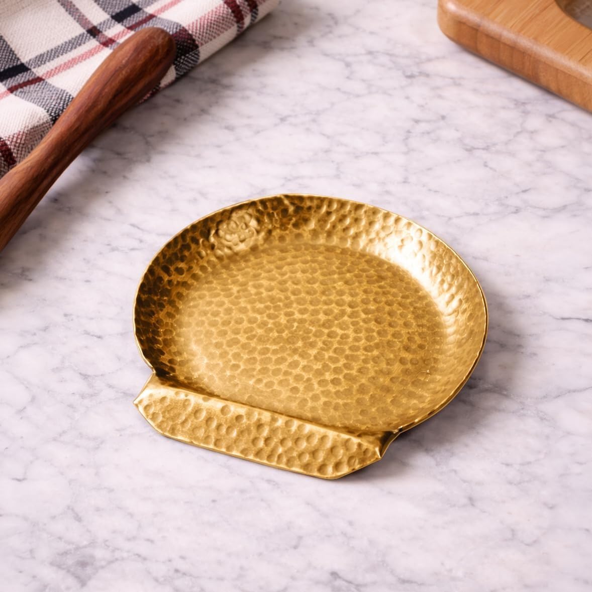GoCraft Hammered Metal Spoon Rest for Stove Top, Rustic Farmhouse