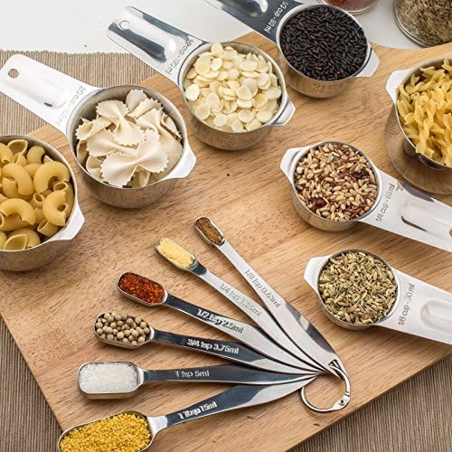 13-Piece Measuring Cups and Spoons Set, 18/8 Stainless Steel, Silver