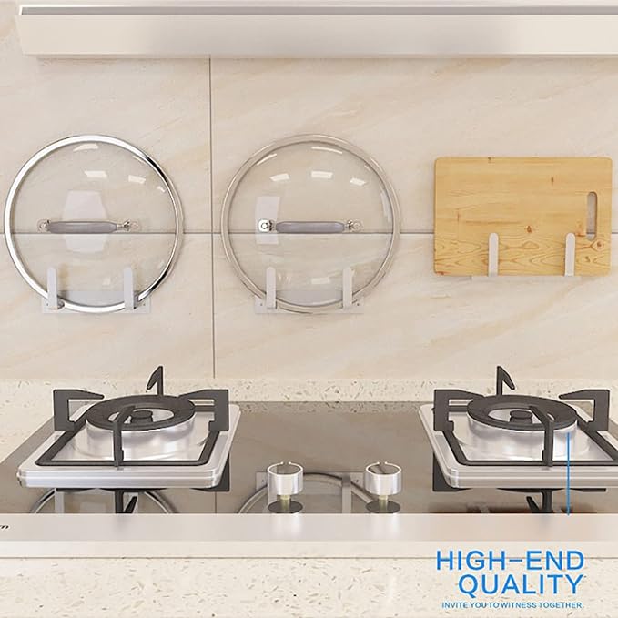Stainless Steel Wall Mounted Pot Lid Holder Organizer Cutting Board Storage - Image 5