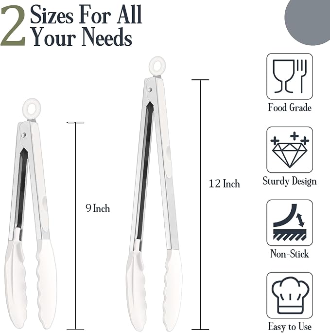 TeamFar Kitchen Tongs, Heat Resistant Silicone Tongs, Locking Design & - Image 2