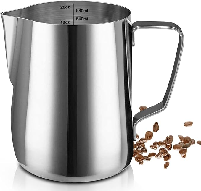 SIKEMAY Milk Frothing Pitcher Cup, 20oz/600ML Milk Frother Cup Stainless Steel by SIKEMAY