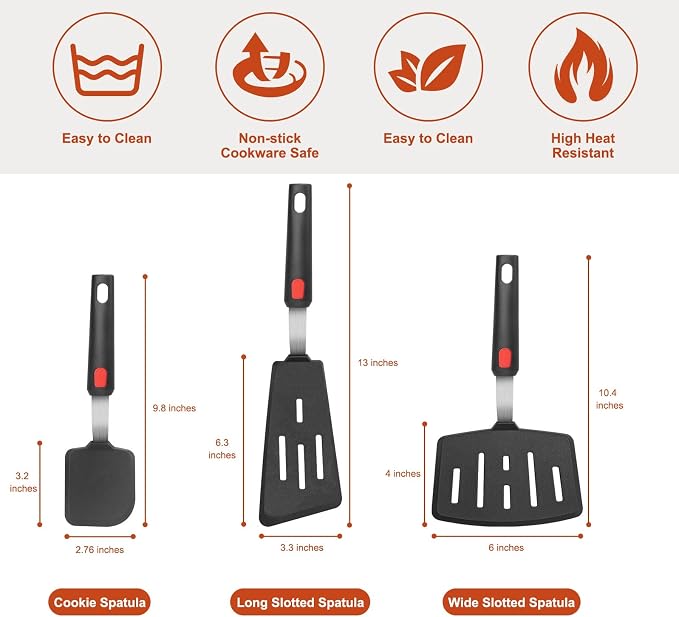 Hotec Silicone Spatula Turner for Nonstick Cookware, Cooking Spatulas 600°F - Image 2