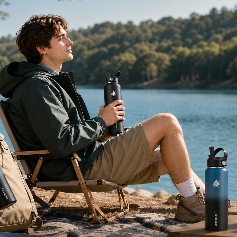 SENDESTAR Insulated Water Bottle 24 OZ, Wide Mouth 24 oz Water Bottle