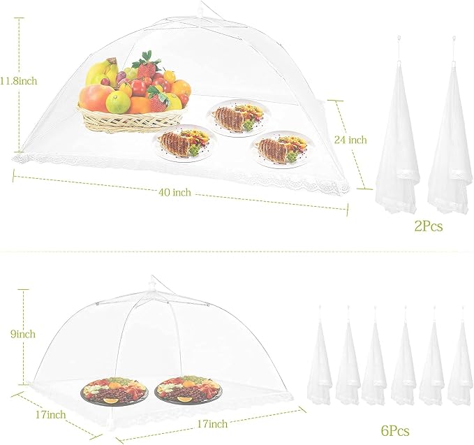 Food Cover Food Tent Set, 2 Extra Large 40"X24" and 6 Standard 17"X17" Mesh - Image 7