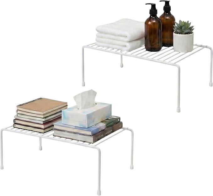 Evelots Wire Rack Cabinet Shelf Organizer -2 Pack Sturdy Metal Cabinet Riser by Evelots