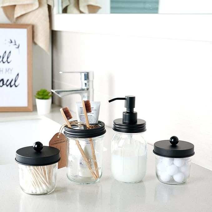 Amolliar Mason Jar Liquid Soap Dispenser, 16OZ Refillable Glass Soap Dispenser - Image 2