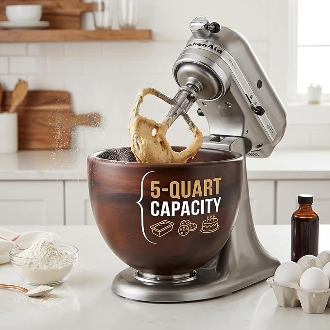 Natural Mixing Bowl for KitchenAid 5QT Mixers - Image 3