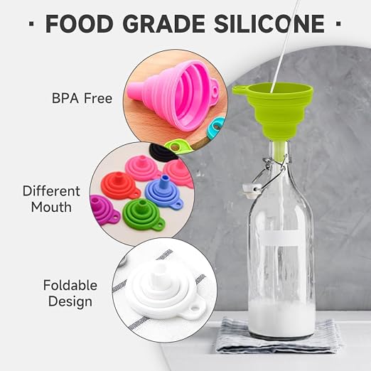 6 Pack Collapsible Silicone Funnels - Image 3