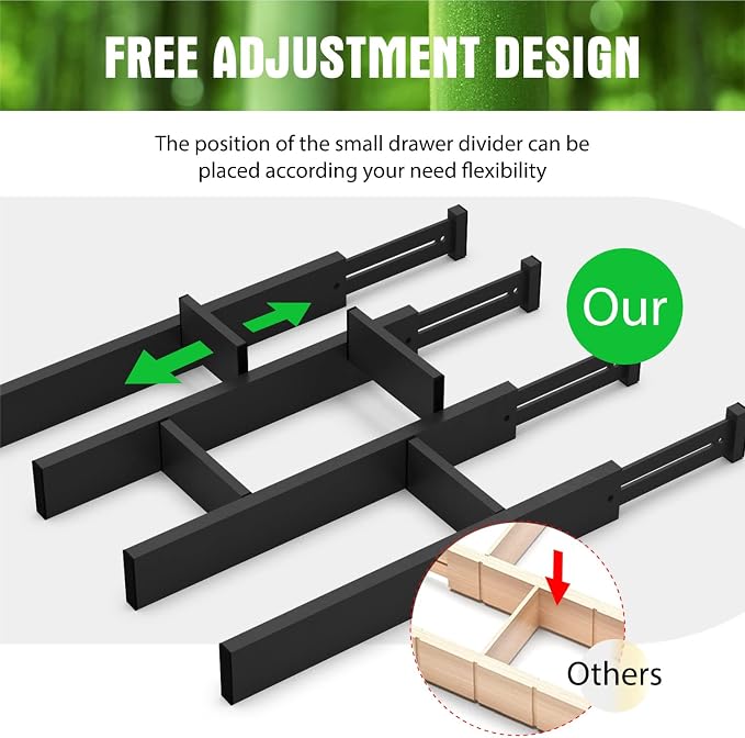 ANTOWIN Bamboo Drawer Dividers Organizers, Expandable Drawer Separators Splitter - Image 4