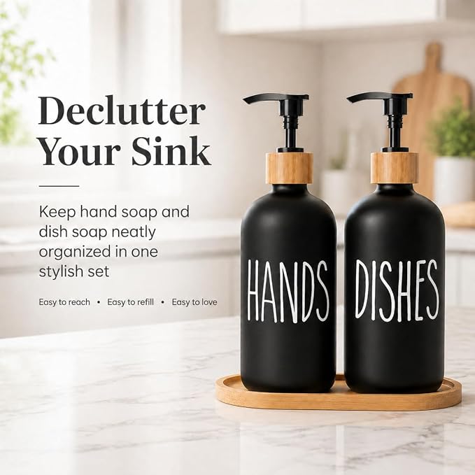Dish Soap Dispenser for Kitchen Sink.Glass Hand Soap Dispenser, Modern - Image 3